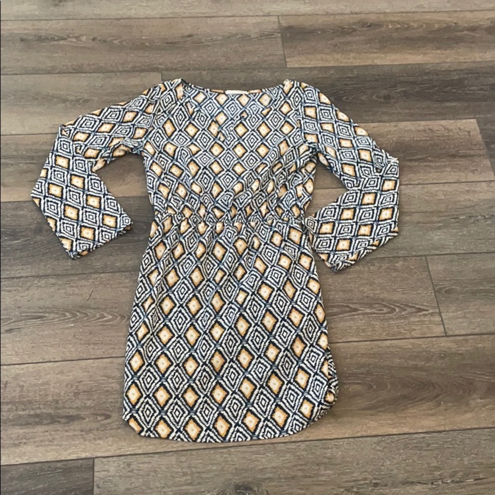 Navy & Mustard Pattern Dress